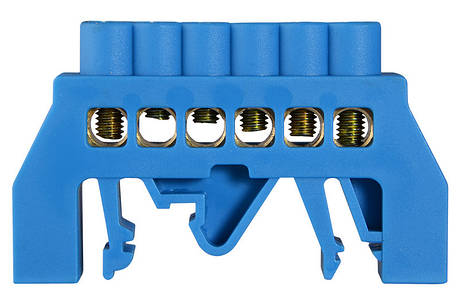 Нульова шина універсальна АСКО-УКРЕМ ВС - 3A, 6 отворів, з ізоляцією, на DIN-рейку, фото 1