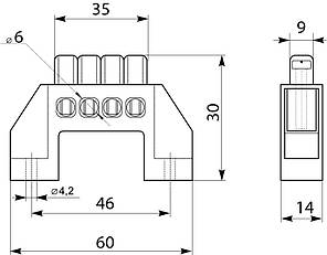 Нульова шина АСКО-УКРЕМ BC-6A пластиковa на DIN-рейку, 4 отвори, ізоляція 6*9, фото 3