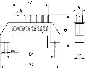 Нульова шина АСКО-УКРЕМ BC-6A на DIN-рейку, 6 отворів, ізольована, фото 3