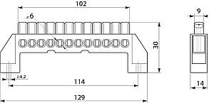 Нульова шина АСКО-УКРЕМ BC-6A з ізоляцією, 12 отворів на DIN-рейку, фото 3