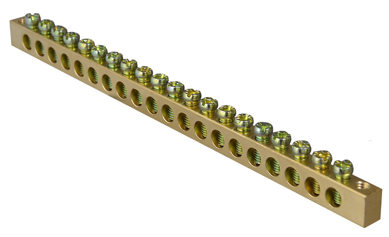 Нульова шина 20 отворів (6*9) АСКО-УКРЕМ для електричних з'єднань на DIN-рейку