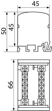 Нульова шина АСКО-УКРЕМ VC-207, 2х7 отворів, латунь, для DIN-рейки, фото 2