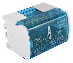 Нульова шина АСКО-УКРЕМ VC-207, 2х7 отворів, латунь, для DIN-рейки, фото 3