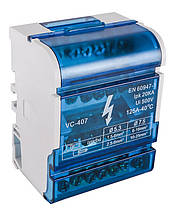 Нульова шина АСКО-УКРЕМ VC-407, 4х7, латунь, DIN-рейка, новий монтажний блок, фото 3