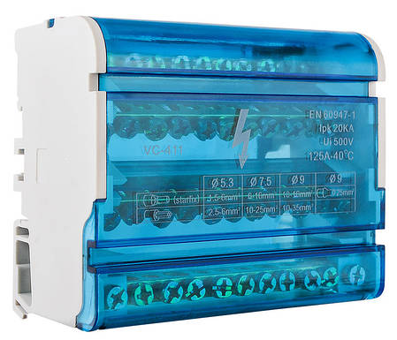 Нульова шина 4х11 VC-411 АСКО-УКРЕМ, латунь, для DIN-рейки, нова, фото 1