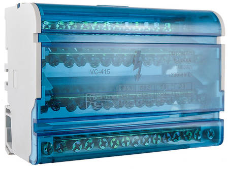 Нульова шина АСКО-УКРЕМ VC-415, 4х15, латунь, на DIN-рейку, нова, фото 1