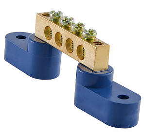 Нульова шина ВС-1А 04, АСКО-УКРЕМ, 4 отвори для кріплення, латунь, на DIN-рейку, фото 2