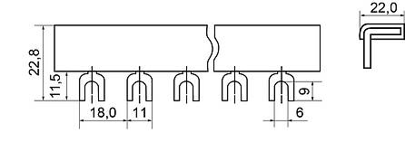 З'єднувальна шина вилкова ШС-U 3 полюси, АСКО-УКРЕМ, нова, для модульного обладнання, фото 2