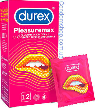 Презервативи Durex (Дюрекс) Pleasuremax з рельєфними смужками та точковою структурою - 12 шт