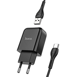 Зарядний пристрій для телефону + кабель Type-C Android HOCO N2 |1USB, 2.1А| Чорний