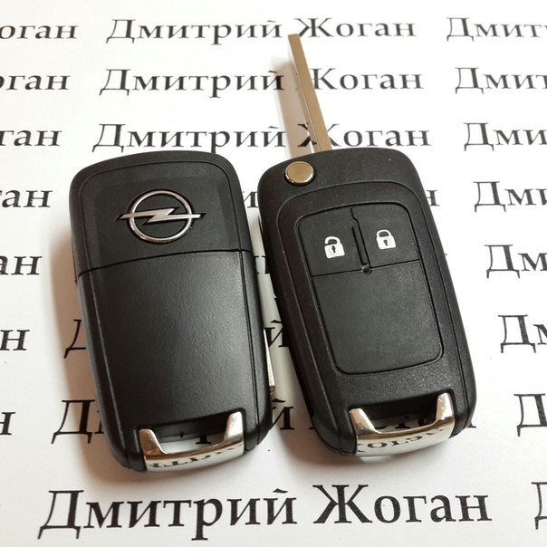 Корпус выкидного ключа для OPEL INSIGNIA (Опель Инсигния), OPEL ASTRA (Опель Астра) 2 - кнопки, лезвие HU100 - фото 1 - id-p100542318