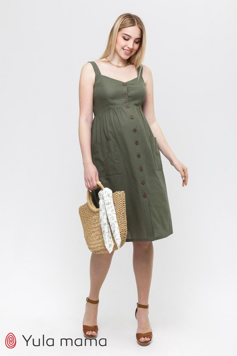 Сарафан для вагітних та годуючих Melvin S Юла Мама Хакі SF-21.041, фото 1