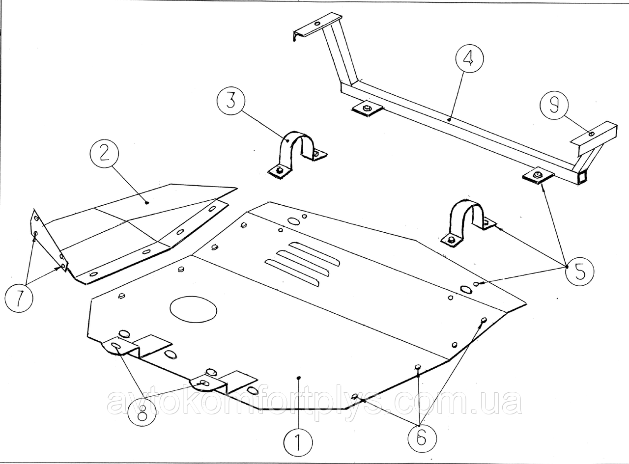 Металева (сталева) захист двигуна (картера) Audi 100 С4 (1990-1994) (тільки V-2,0; 2,5 ТD) (Ауді), фото 1