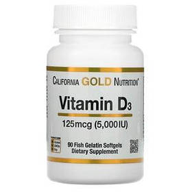 Вітамін D3 Д3 125 мкг (5000 МО) California Gold Nutrition 90 таблеток