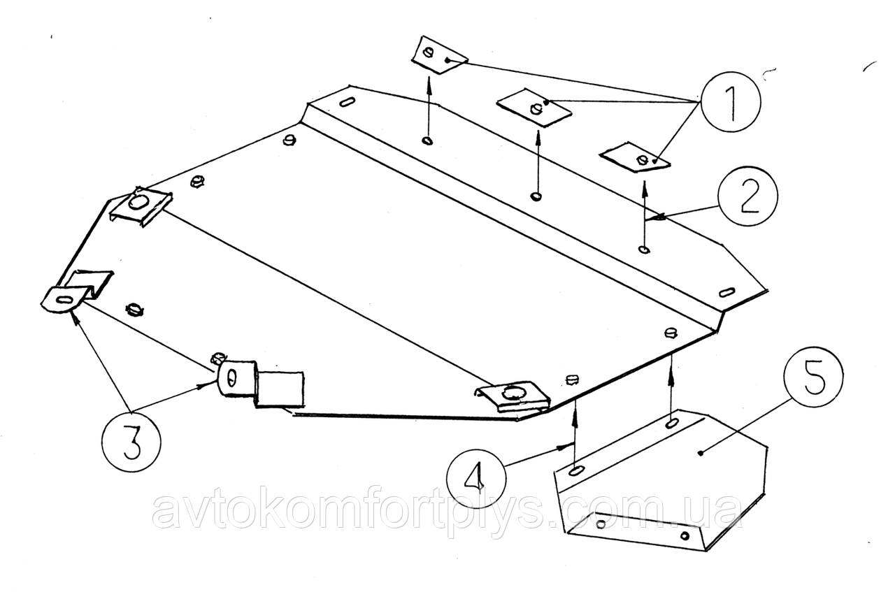 Металева (сталева) захист двигуна (картера) Audi A4 B5 (V6) (1994-2001) (V-2,4; 2.5 D; 2.6; 2.8 ), фото 1