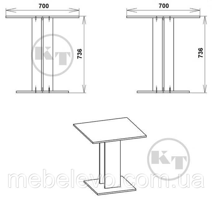 Стол кухонный КС-7 736х700х700мм Компанит - фото 2 - id-p942075333