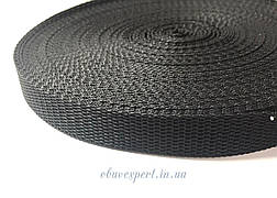 Ремінна стрічка 20 мм репсовий плетіння, кол. чорний