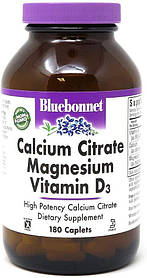 Цитрат кальцію з магнієм і вітаміном D3 Bluebonnet Nutrition 180 капсул