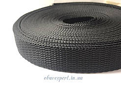 Ремінна стрічка 25 мм репсовий плетіння, кол. чорний