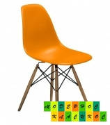 Пластиковий стілець з дерев'яними ніжками в сучасному стилі Тауер вуд помаранчевий