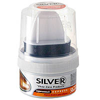 Крем-блиск для взуття SILVER 50ml коричневий з губкою.
