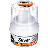 Крем-блиск для взуття SILVER 50ml чорний з губкою.
