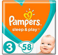 Подгузники Pampers Sleep&Play Midi 3 ( 58 шт / 6-10 кг) памперс слип энд плей