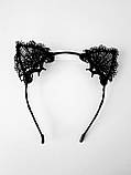Кошачі вуха чорні мереживні на обручі Kaprizz, фото 3