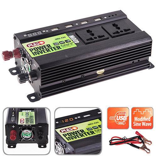 Інвертор PULSO IMU 420/12V-220V/400W/4USB-5VDC2.0A