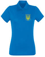 Футболка поло женская "Герб Украины", синяя