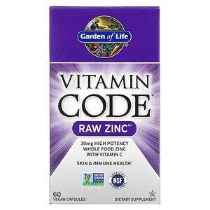 Цинк RAW Vitamin Code Garden of Life, 60 капсул