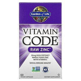 Цинк RAW Vitamin Code Garden of Life, 60 капсул