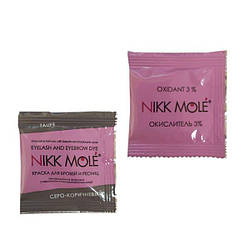 Краска для бровей в саше Nikk Mole 5 мл Сіро-коричневий колір.