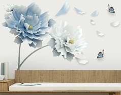 Інтер'єрні наклейки на стіну шафа, двері, вітрини "2 великих квітки" 78см*125см (лист 60*90см)