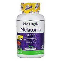 Мелатонин для нормализации сна Natrol "Melatonin" со вкусом клубники, 5 мг (150 таблеток)