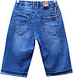 Шорти чоловічі джинсові синього кольору пояс гумка, фото 3