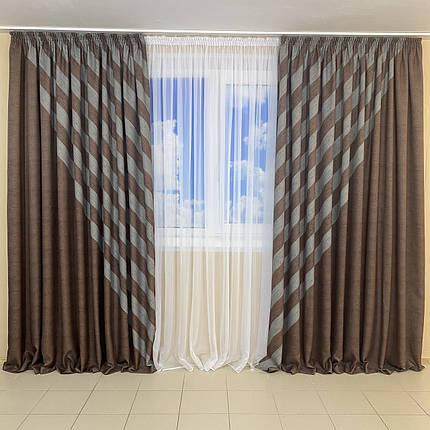 Комплект готових штор Панно Коричневий, фото 1