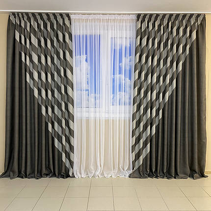 Комплект готових штор Панно Графіт, фото 1