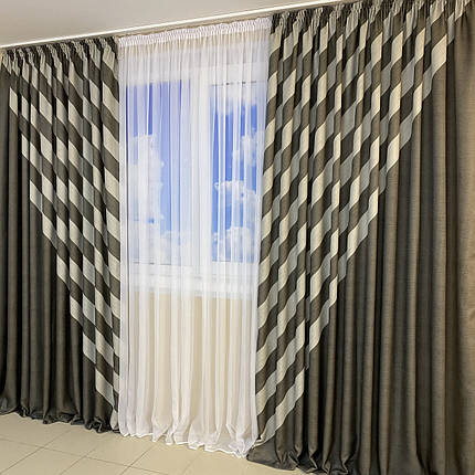 Комплект готових штор Панно Графіт, фото 2