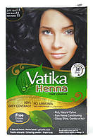 Краска Vatika для волос на основе хны Чёрный, тон 1.1, 60 г