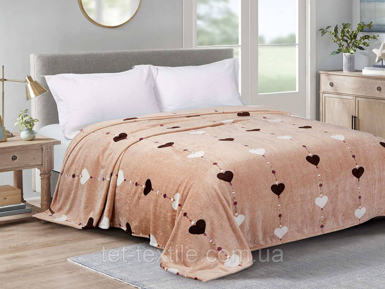 Плед з мікрофібри Велсофт Сердечки 220х240 см