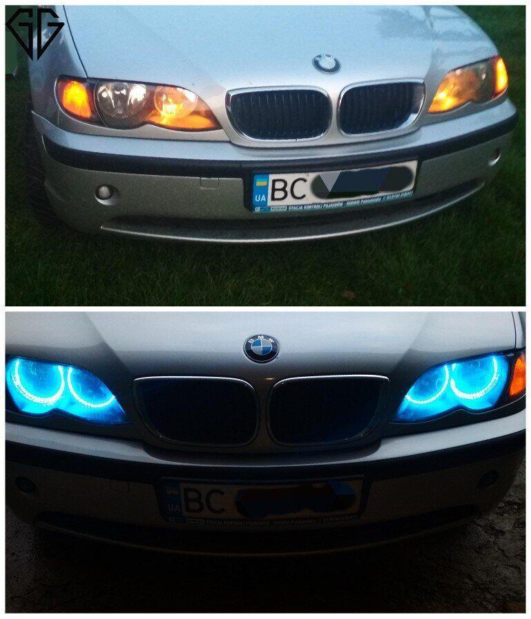 Ангельские глазки CCFL на BMW E46 без линзы синие