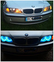 Ангельські оченята CCFL на BMW E46 без лінзи синій