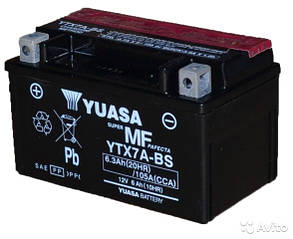 Мото аккумулятор YUASA YTX7A-BS