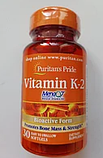 Вітамін К2 Puritan's Pride Vitamin K-2 50 mcg (MenaQ7) 30 капсули, фото 4