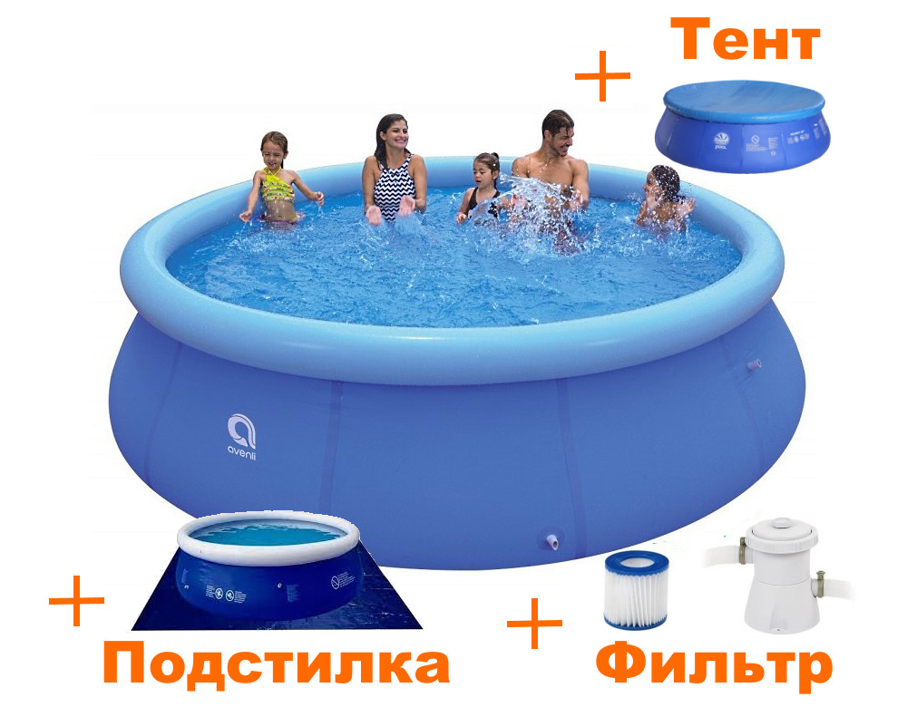 Басейн надувний Jilong JL17794EU-1 (360x76 см) у комплекті з фільтром, тентом і підстилкою