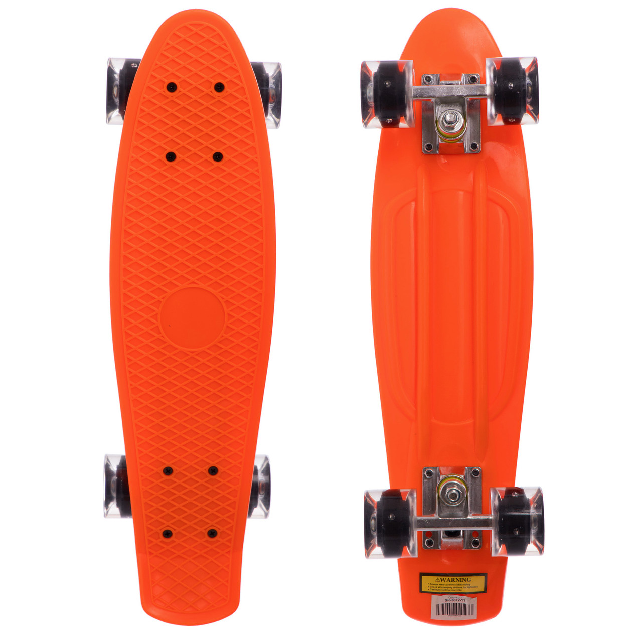Пеніборд Penny Board круїзер пластиковий зі світними колесами 22" Zelart SK-5672-11 жовтогарячий