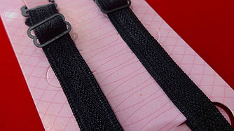 Бретелі для бюстгальтера 10 мм чорні бавовна з візерунком