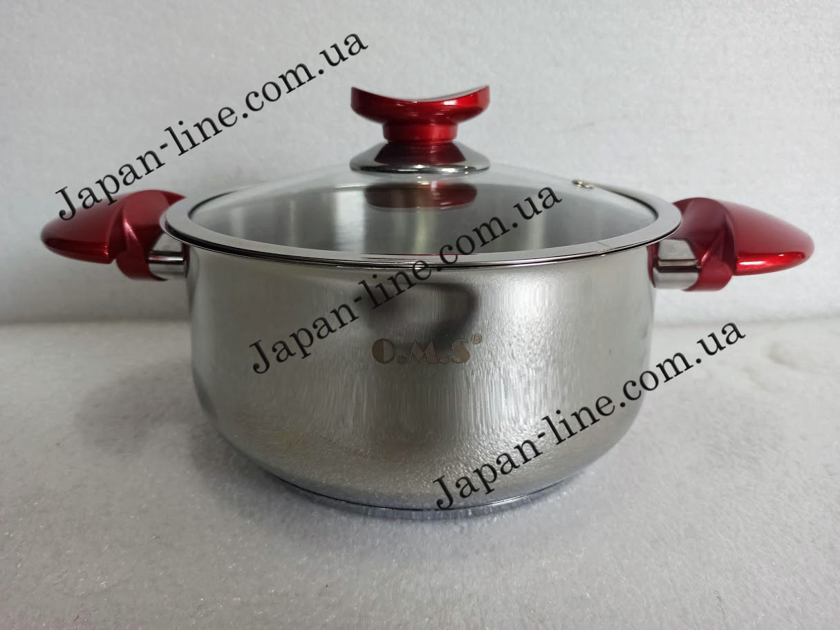 Каструля 6,2 л (24 см х 14 см) OMS 2038-24 з скляною кришкою