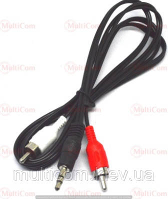 05-02-311. Шнур 3,5 стерео - 2RCA (штекер - штекера), чорний, 1,2м, фото 1